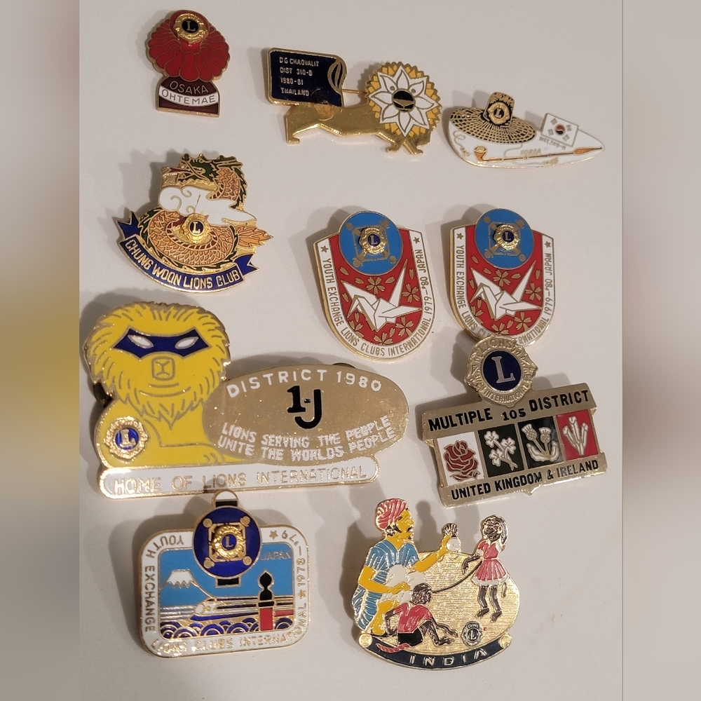 Lions Club International Pins Lot of 10 Pins Great Condition